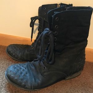 Black studded combat boots